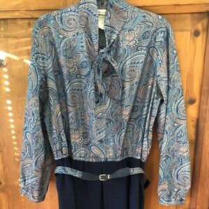Walden Classics Blue and Pink Paisley Vintage Dress
